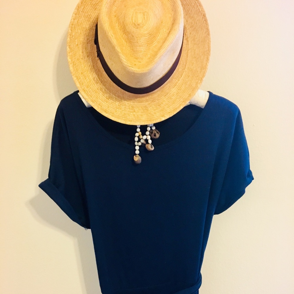 Blue high-low wrap dress